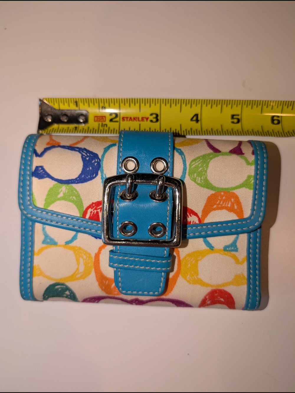 Coach Vintage Multicolor Signature Circle Canvas Tote and Matching Wallet Set - Picture 9 of 14
